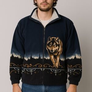 Men's Black Wolf Sweater